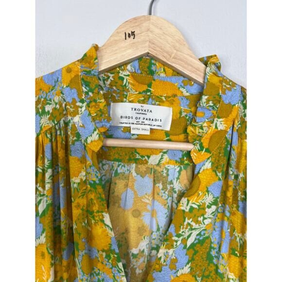 NWT Birds of Paradis Yulia Long Sleeve Fit & Flare Shirtdress in Golden Briar - Picture 4 of 8